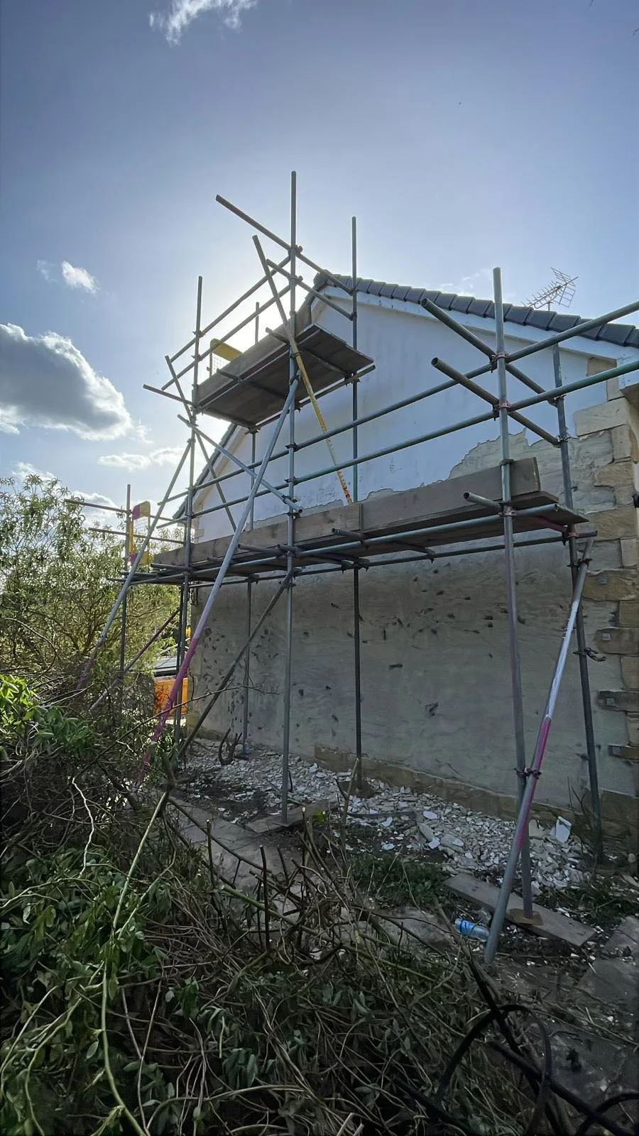 Gable-End Scaffolding for Rendering Work in Boston Spa