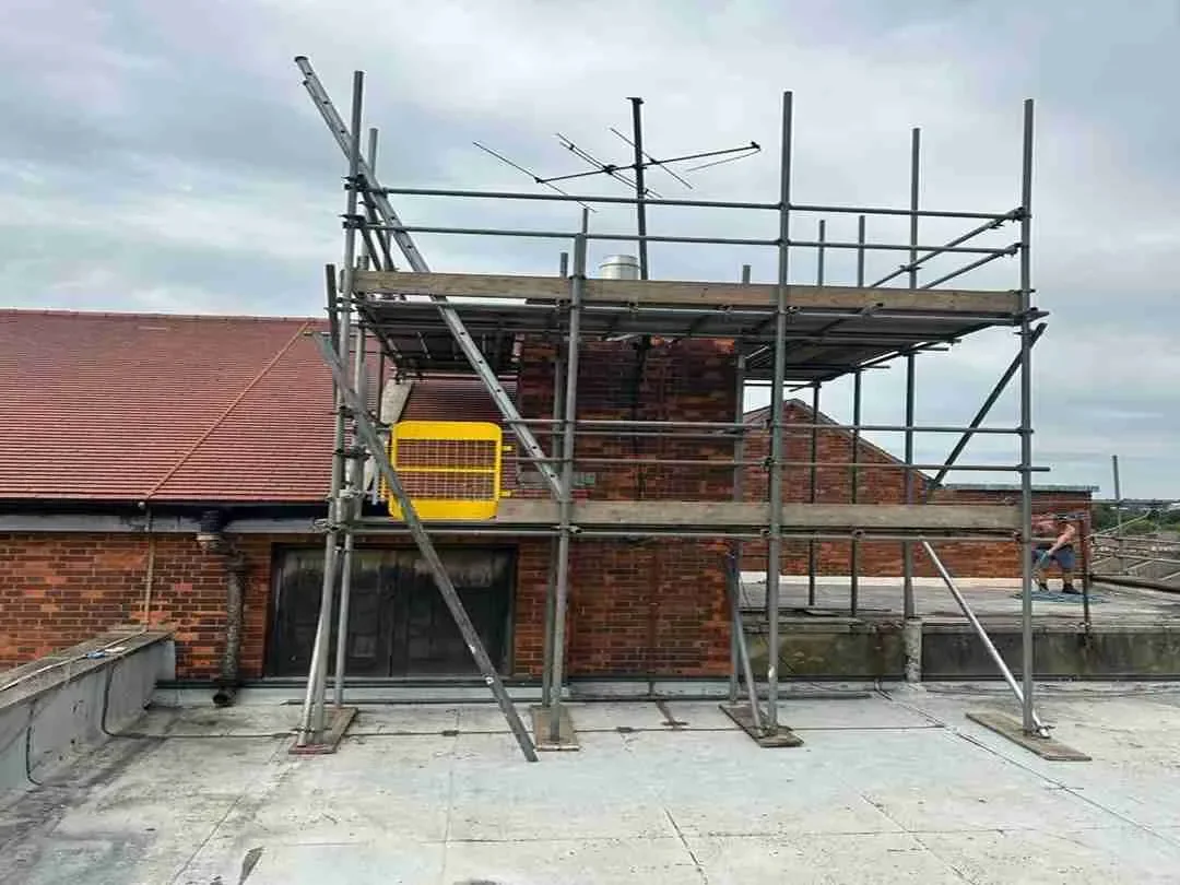 Compact scaffold for commercial roof-level repairs in Wetherby